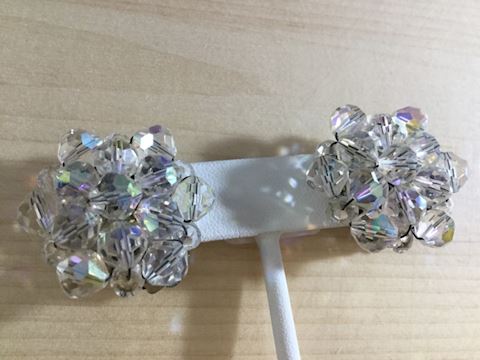 Crystal bead ab clip earrings