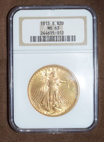 1915 S GOLD $20 SAINT GAUDENS DOUBLE EAGLE NGC