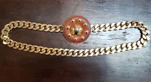 VINTAGE YSL YVES ST. LAURENT GOLD CHAIN BELT BROWN