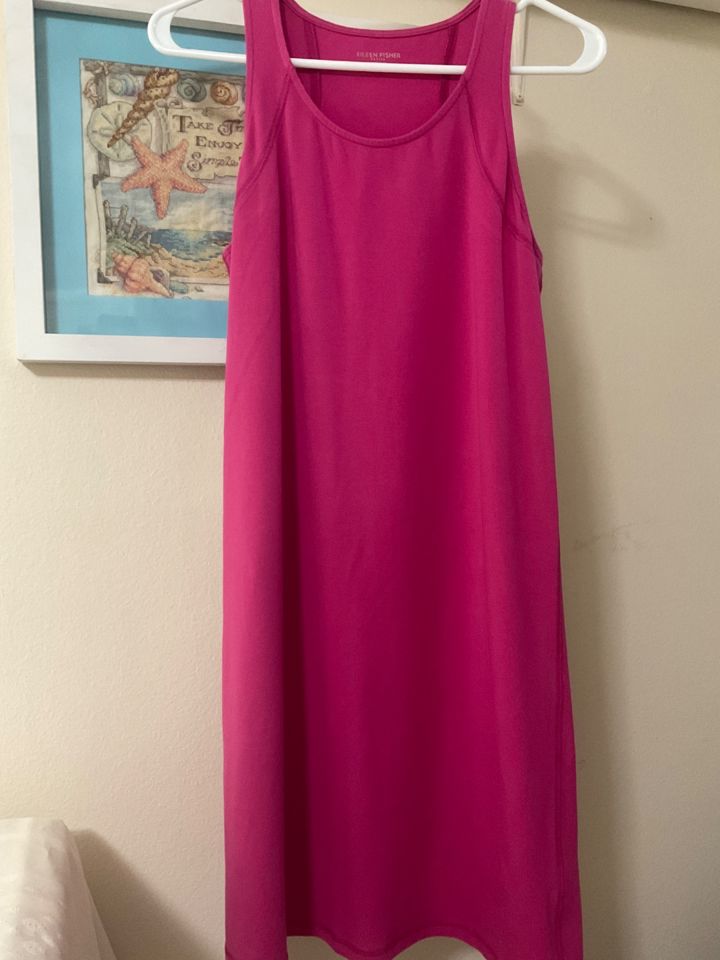 CUTE EILEEN FISHER SLEEVELESS TANK DRESS SIZE PETITE MEDIUM HOT PINK GENTLY  WORN bidding ends 5/22 $30.00 | EstateSales.NET