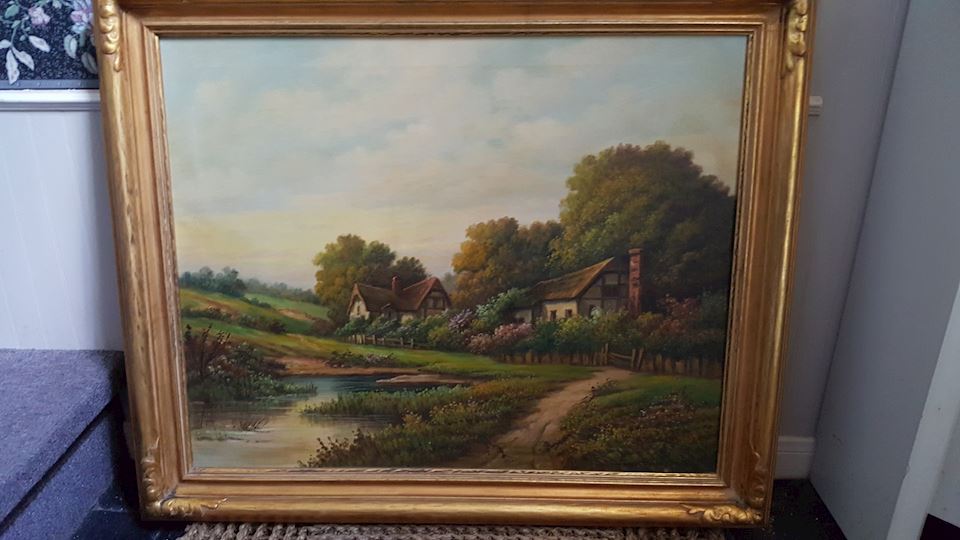 THOMAS MANNING MOORE Signed OIL ON CANVAS COUNTRY LANDSCAPE PAINTING