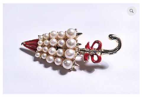 Parasol w/ Ribbon Brooch