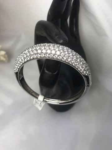925 Rhinestone Bangle Bracelet, fits 6-7” wrist