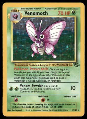 pokemon card venomoth 13/64 Holo Jungle Unlimited Holo bidding ends 7/6 $15.00 Triumphant Type Venomoth GX 12/214 SM Unbroken
