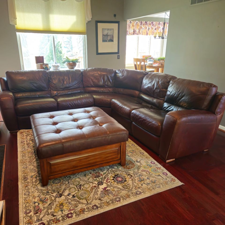 BUY ONLINE - Modern table & chairs, brown sectional, patio sets