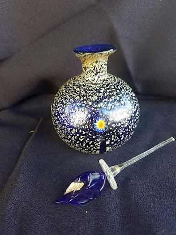 Beautiful glass perfume bottle signed