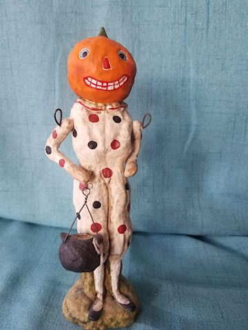Debbee Thibault pumpkin head jester figurine