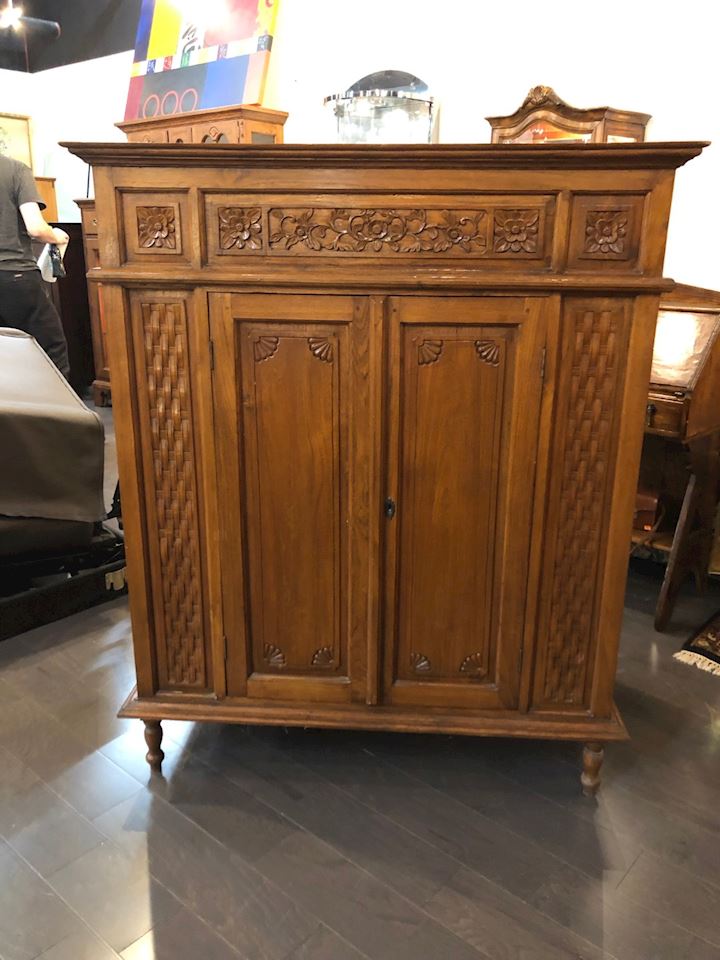 Vintage Large Hand Carved Wood Cabinet Philippines 12 23 150 00