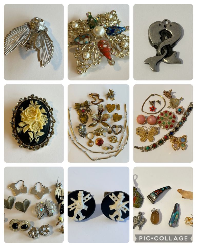 Jewelry Sale - pins, brooches, necklaces, earrings, watches, bracelets, misc lots