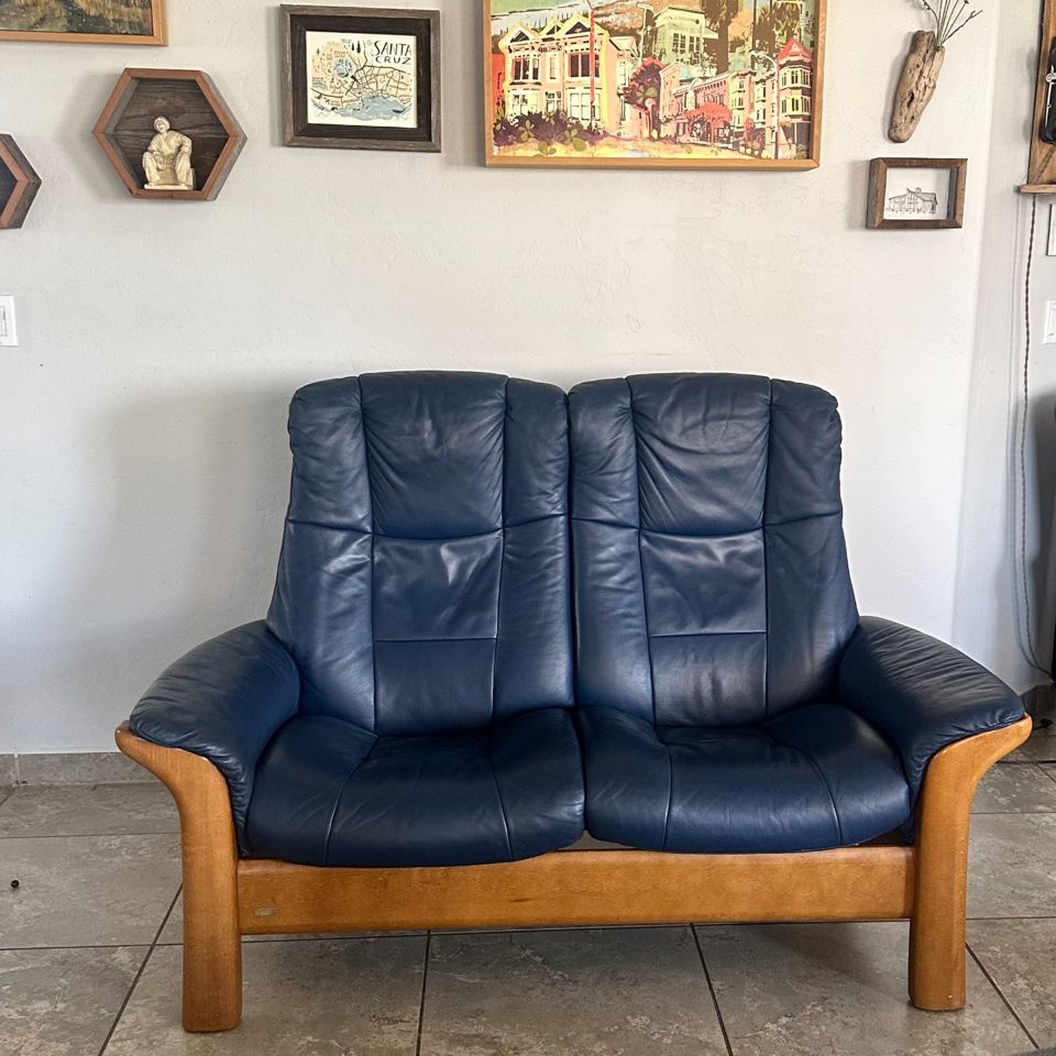 Ekorenes Stressless 2 Seater Recliner Sofa Oxford Blue