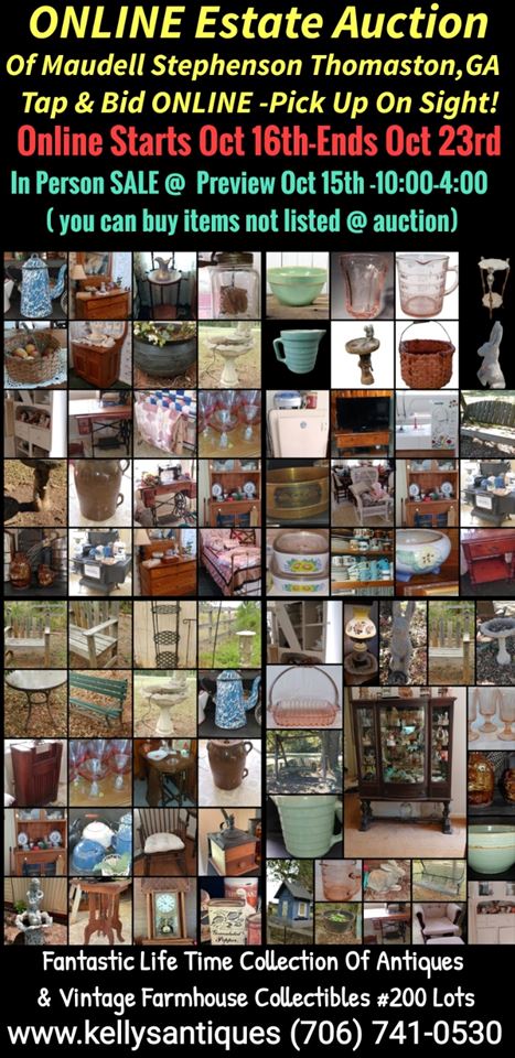 ENDING TODAY SUNDAY! ONLINE Estate Auction Maudell Stephenson Antiques Farmhouse Decor #250 Lots   