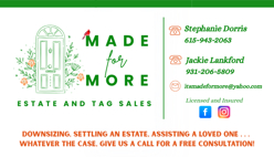 Made For More Estate & Tag Sales Logo
